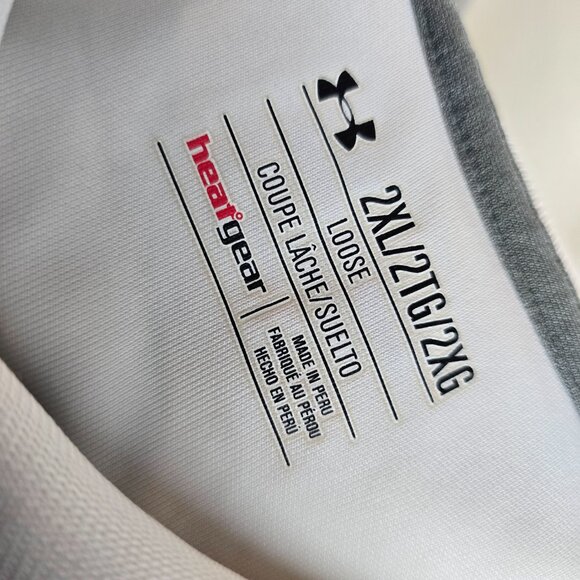 Under Armour Mens 2XL White Polo Shirt HeatGear Loose Fit Golf Performance 1522 - Picture 8 of 9
